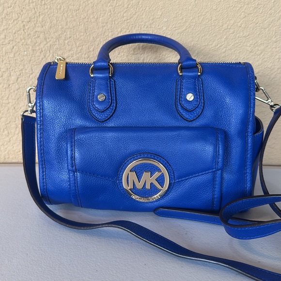 MICHAEL KORS BLUE LEATHER SATCHEL PURSE HANDBAG . - Picture 10 of 12